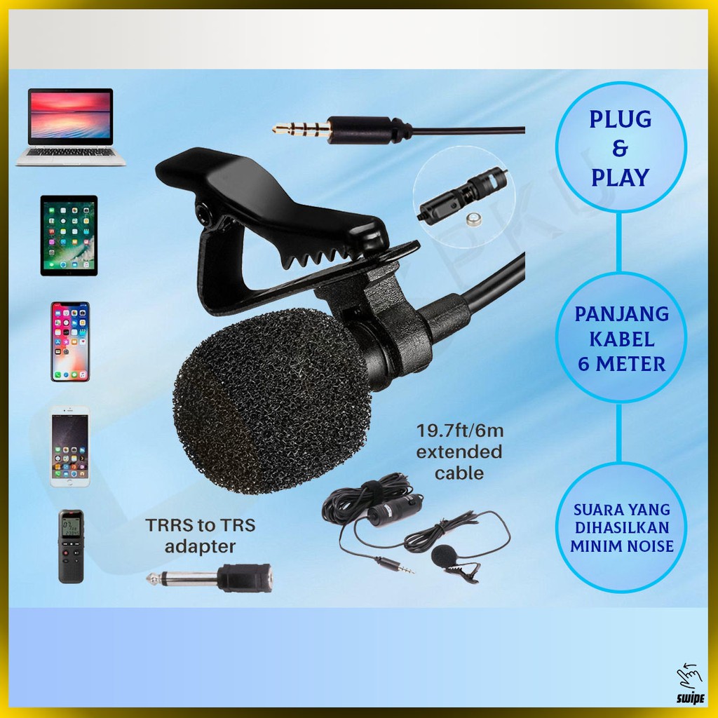 Jual Mic Clip On Boya BYM1 / Microphone Original / Vlog / Vlogger