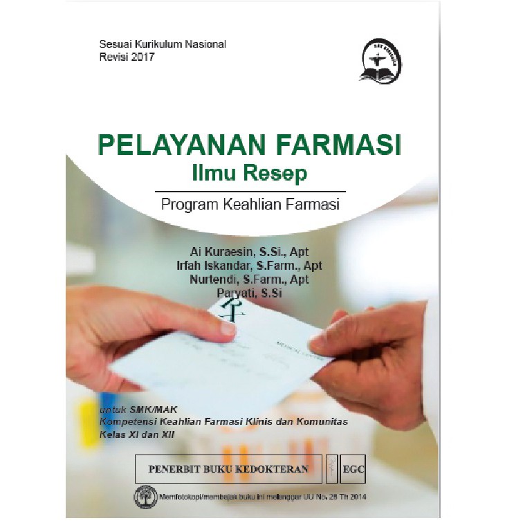 Jual Egc Buku Pelayanan Farmasi Ilmu Resep Kelas XI & Kelas XII Farmasi ...