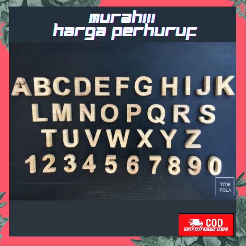 Jual Huruf Kayu Alphabet Huruf Timbul Custom Dekorasi Abjad Hiasan