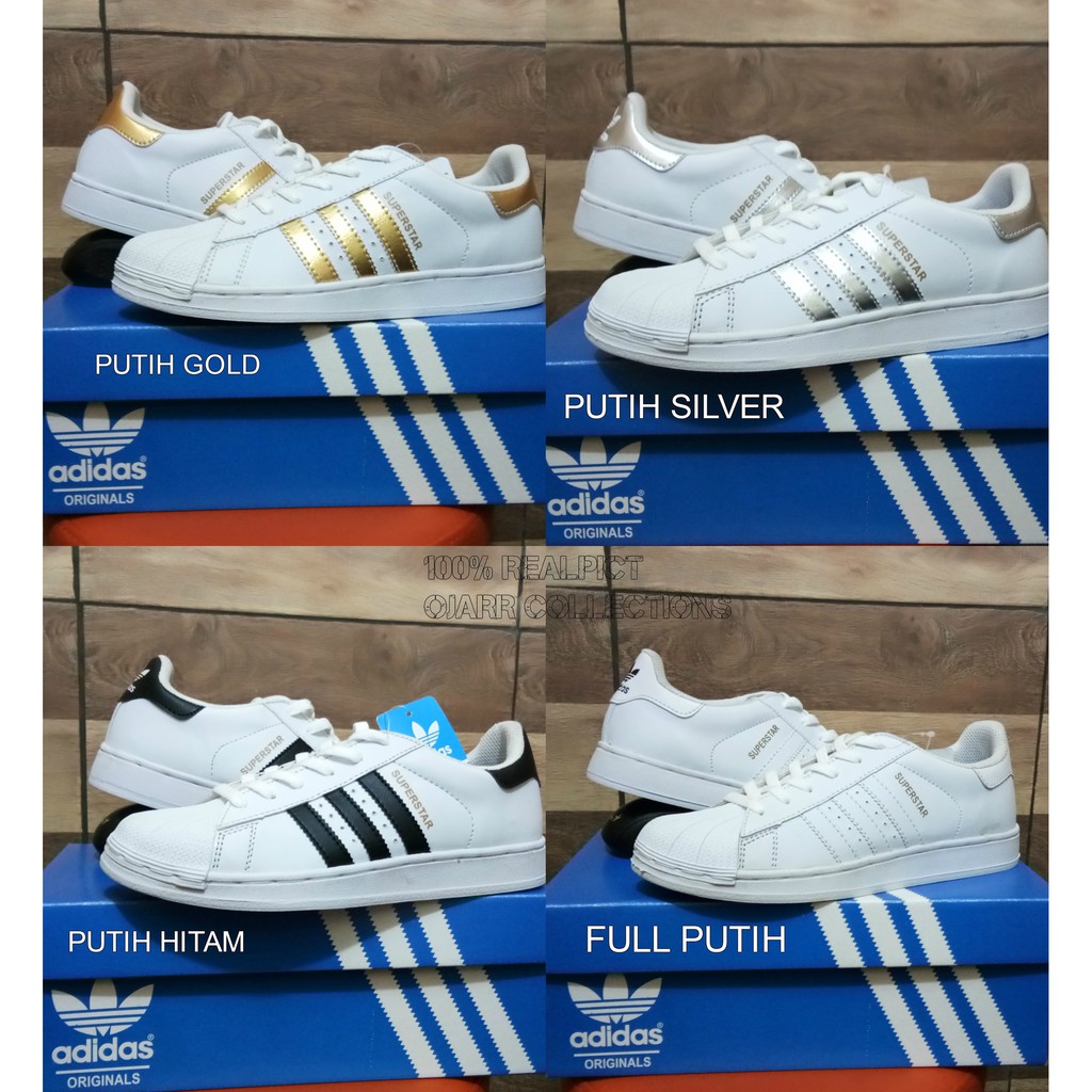 Sepatu Adidas Superstar Putih Hitam Pink Silver Grade Original Premium