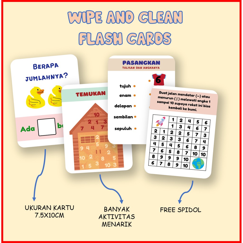 Jual WIPE AND CLEAN FLASH CARDS FLASHCARD KARTU EDUKASI MENULIS BELAJAR ...