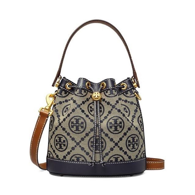 Jual 100 ORIGINAL Tas TORY BURCH T Monogram Jacquard Bucket Bag navy Shopee Indonesia