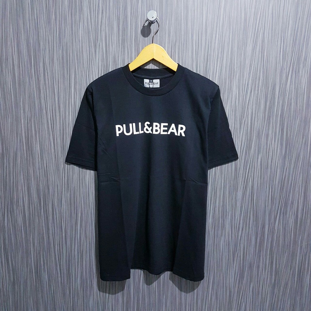 Jual BAJU KAOS PRIA PULL&BEAR FONT BASIC HITAM KUALITAS PREMIUM ...
