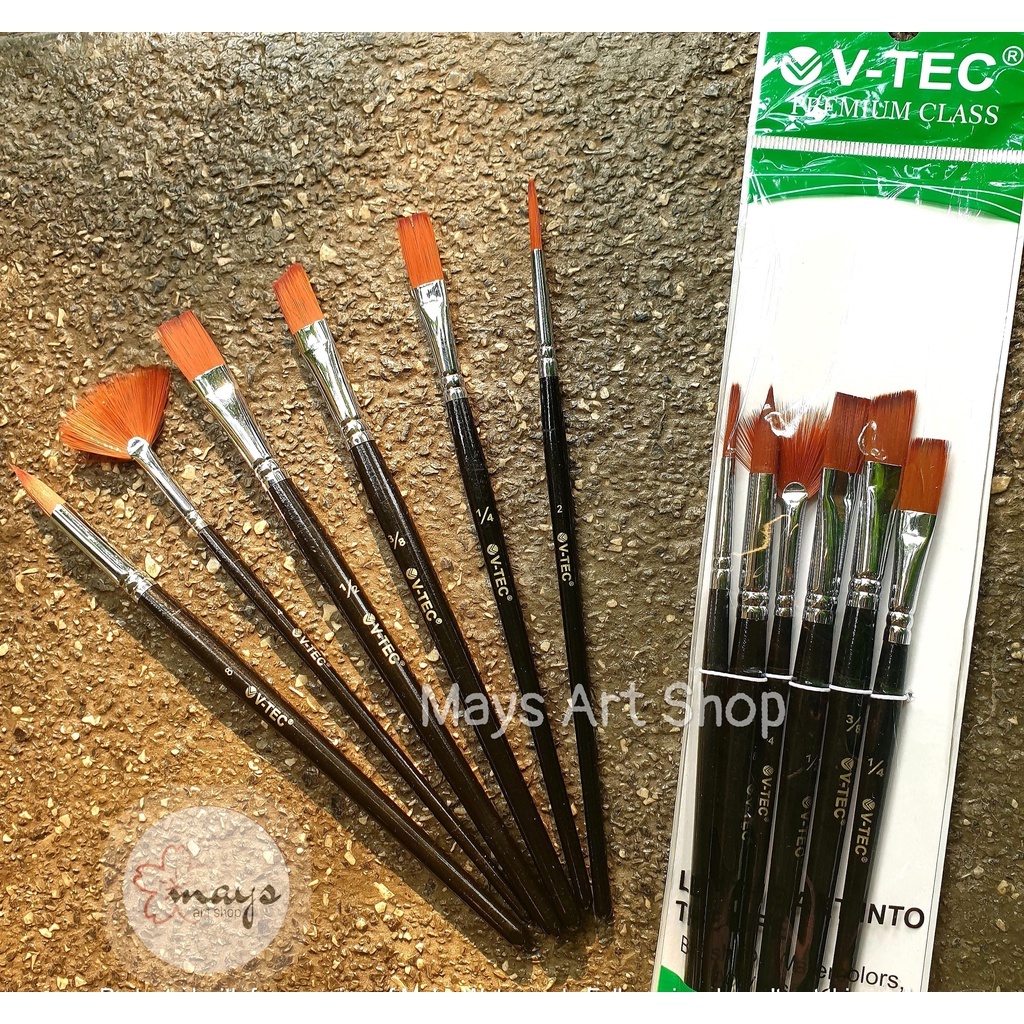 Jual Kuas Lukis Set Isi V Tec A Premium Quality Brush Vtec Artist Brush Kipas Fan Flat