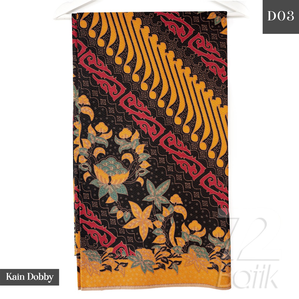 Jual KAIN BATIK PREMIUM Dobby Motif Kawung Warna Hitam Merah Orange ...