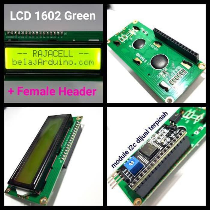 Jual LCD 1602 Hijau 16x2 + Female Header Tersolder untuk project ...