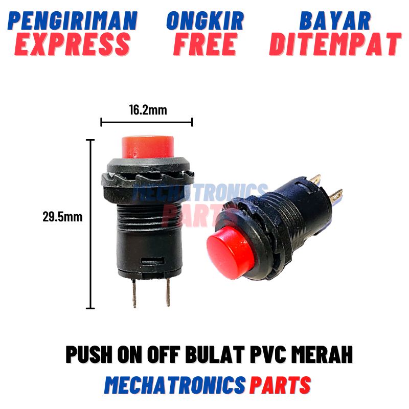 Jual [SWI-9014] PUSH ON OFF BULAT PVC WARNA MERAH 30X15X15MM | Shopee ...