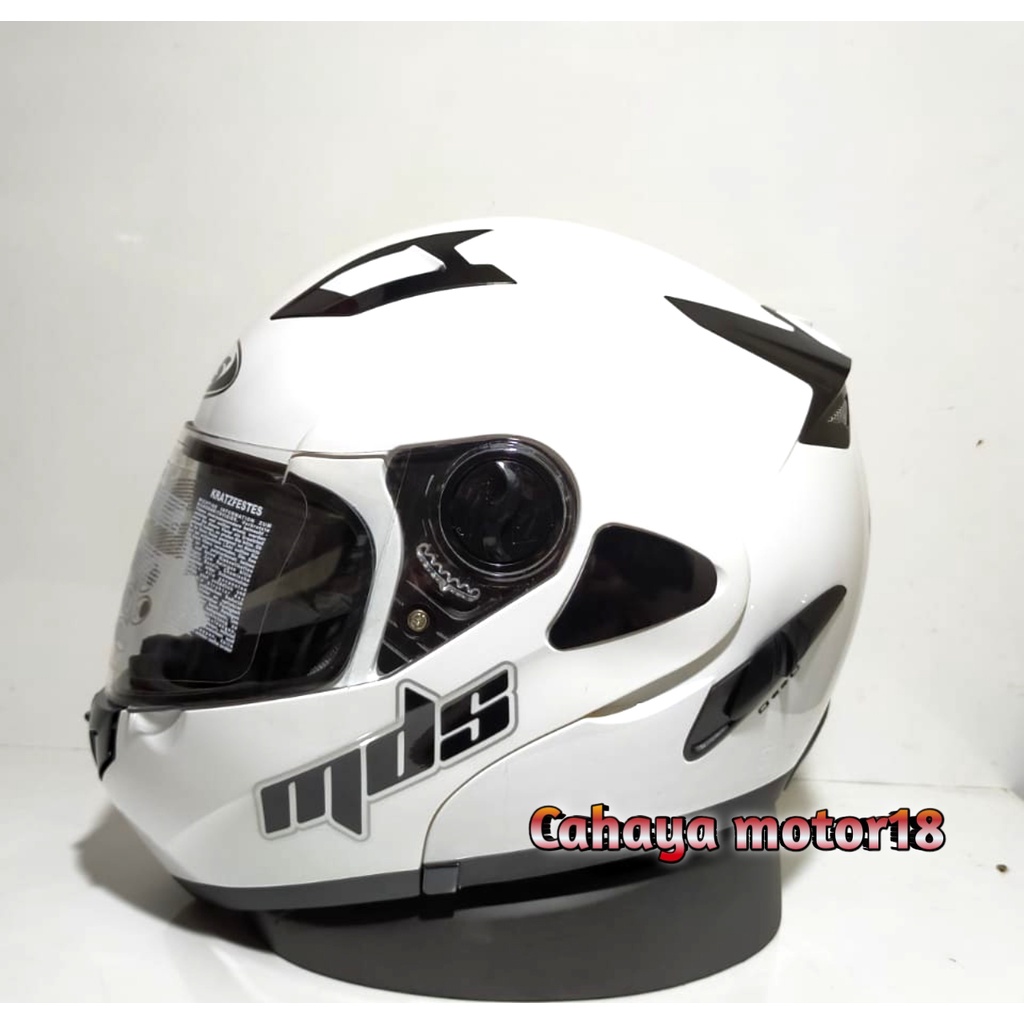 Jual Helm Mds Pro Rider Solid Whiteputih Helem Modular Shopee