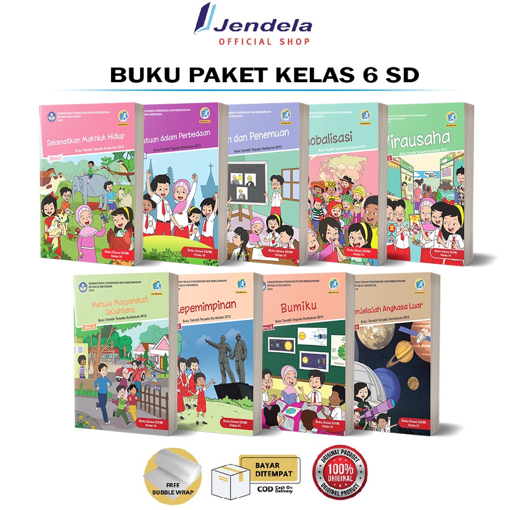 Jual Buku Paket Kelas 6 SD Buku Siswa Tematik K13 Tema 1-9 BSE Edisi ...