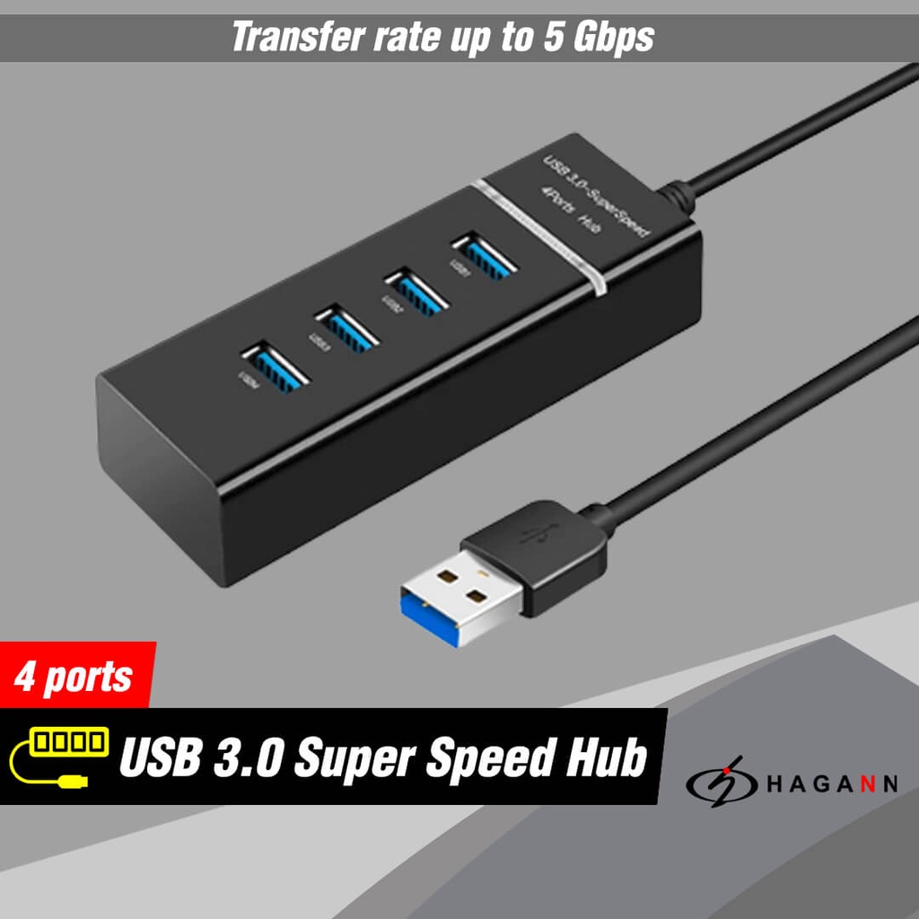 Jual USB3.0 HUB 4 PORT / USB HUB / USB 3.0 HUB HIGH SPEED 4 PORT - Panjang  120cm, Hitam - Kab. Sleman - Youngs Computer