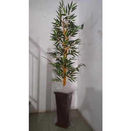 Tanaman hias bambu artificial rimbun pot jumbo 130cm