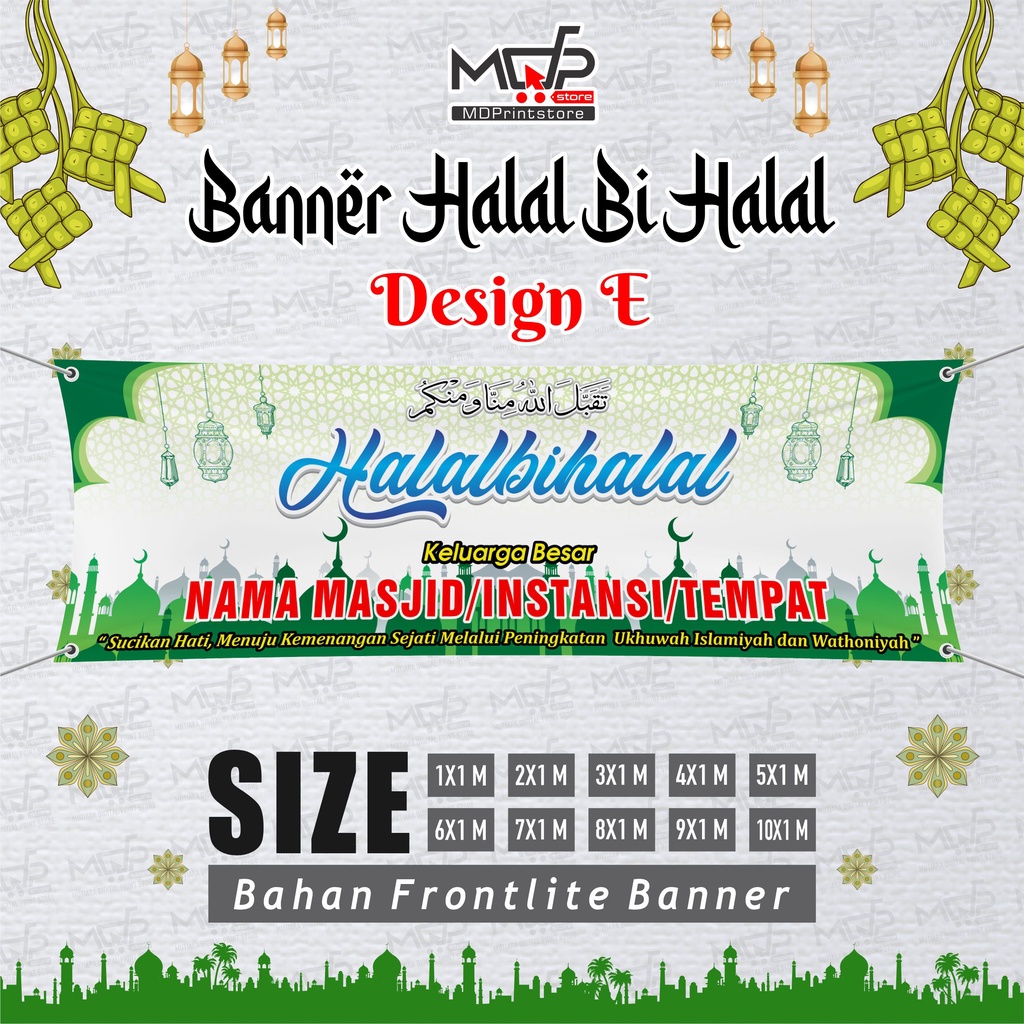 Jual SPANDUK HALAL BI HALAL 5X1 IDUL FITRI LEBARAN CUSTOM NAMA INSTANSI ...