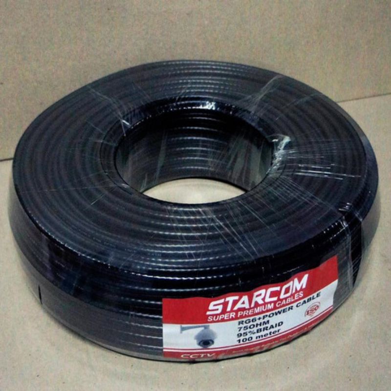 Jual Kabel Camera Cctv RG 6 + Power 100 Meter Starcom Cable Coaxial RG6 ...