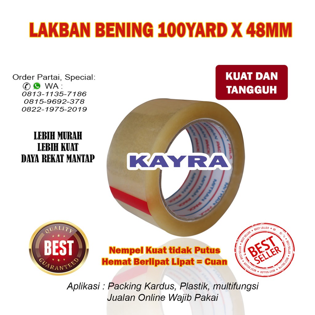 Jual Lakban Bening 100 yard FULL x 48 mm / Mitran Pack / LAKBAN ...