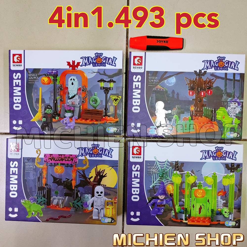 Jual Sembo Block Mainan Labu Halloween 4-in-1 DIY Blok Kit Anak Sembo ...