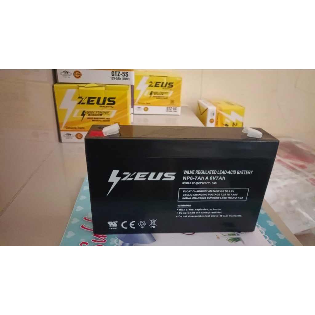 Jual Aki baterai mainan mobil mobilan 6v 7ah MF aki kering VRLA Zeus