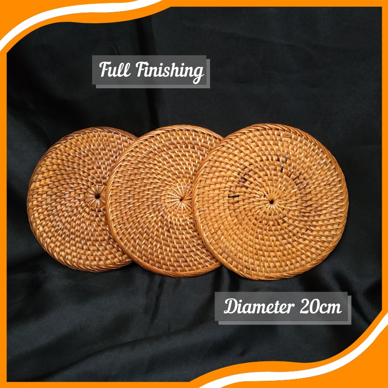 Jual Placemat Tatakan Piring Anyaman Rotan Bulat 20cm Rattan Alas Dekorasi Serbaguna Meja Makan 1436