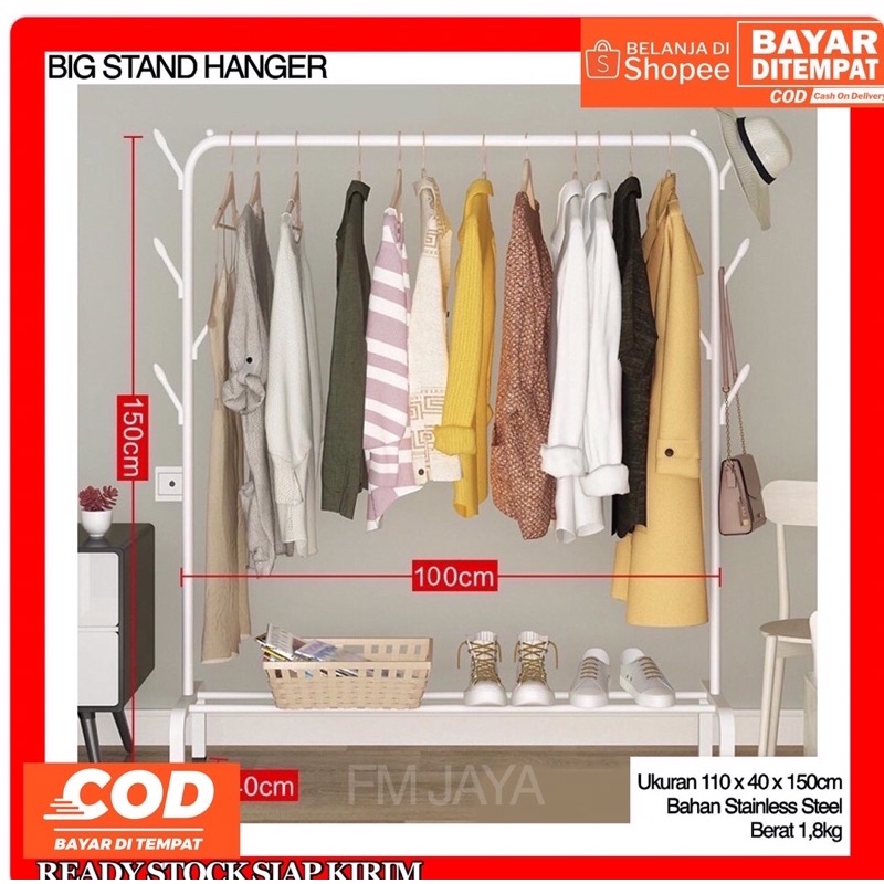 Jual Big Stand Hanger Single Stand Hanger Gawang Besi Rak Gantung Baju Stand Hanger