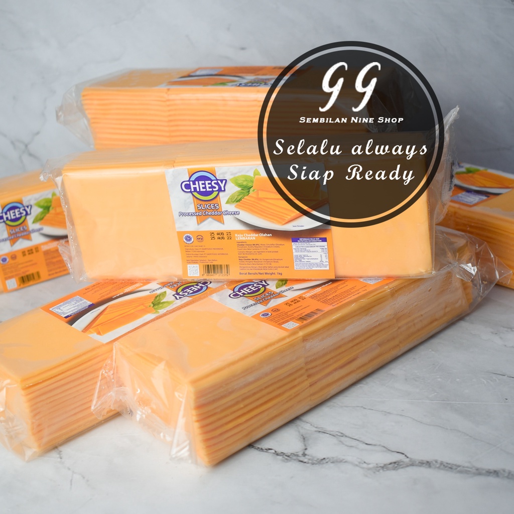 Jual CHEESY SLICE RED Cheddar Cheese 1 KG 84 Slice Keju Orange Colour