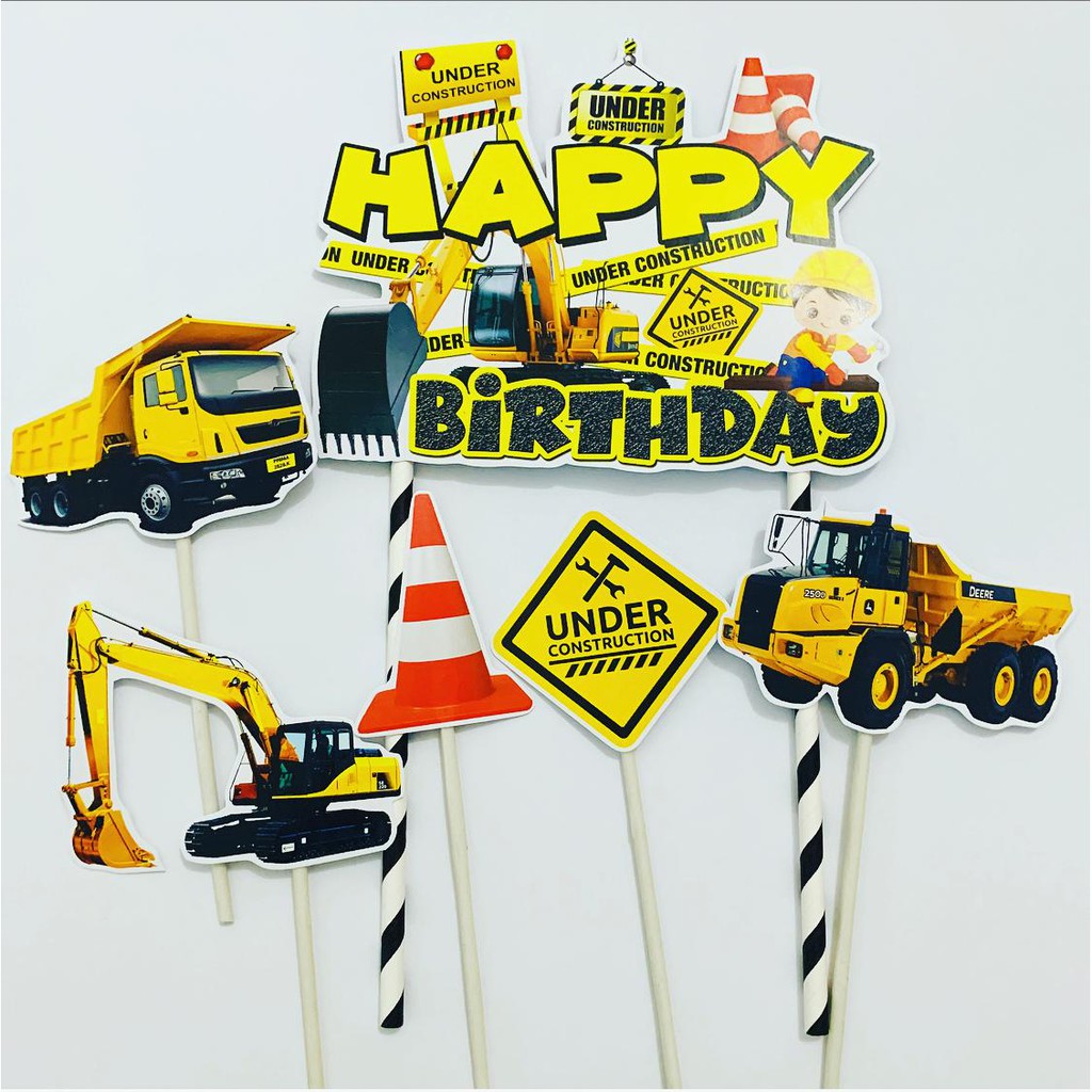 Jual Construction Rambu Topper Cake Birthday / Hiasan Kue Ulang Tahun ...