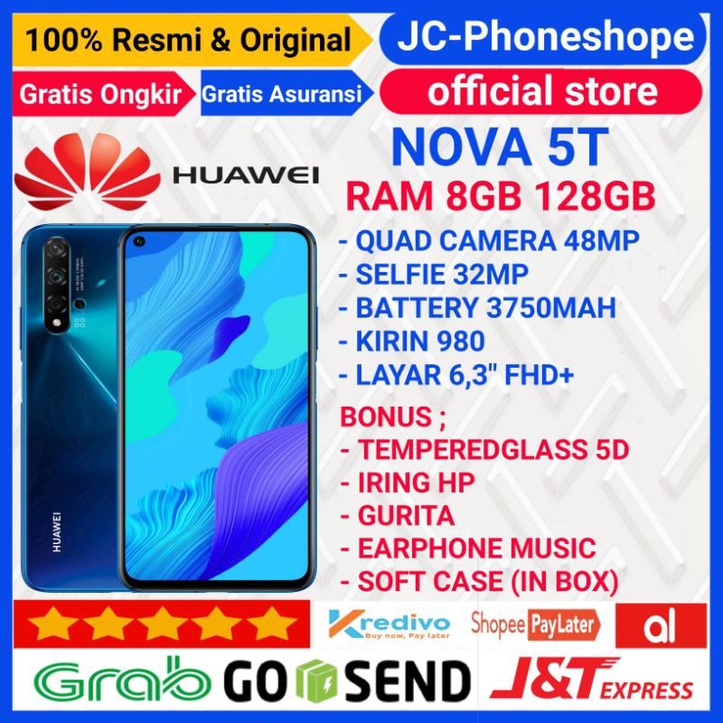 HUAWEI NOVA 5T RAM 8GB ROM 128GB GARANSI RESMI