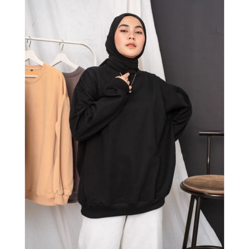 Jual Jaketpolos Id Basic Sweater Crewneck Polos Hitam M Xxl Pria Wanita Shopee Indonesia