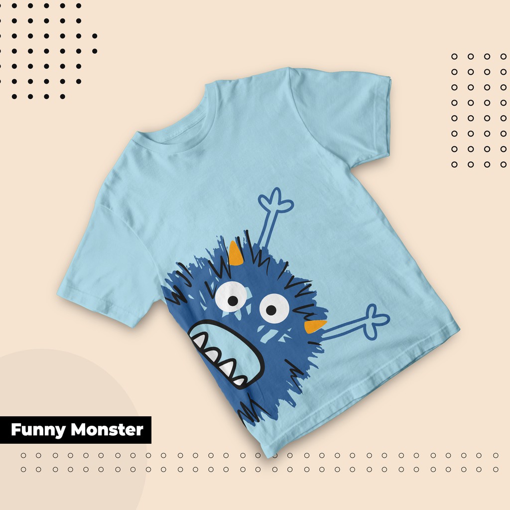 Jual Baju Kaos Anak Gambar Funny Monster Biru Usia 1 2 3 4 5 6 7 8 9 10 ...