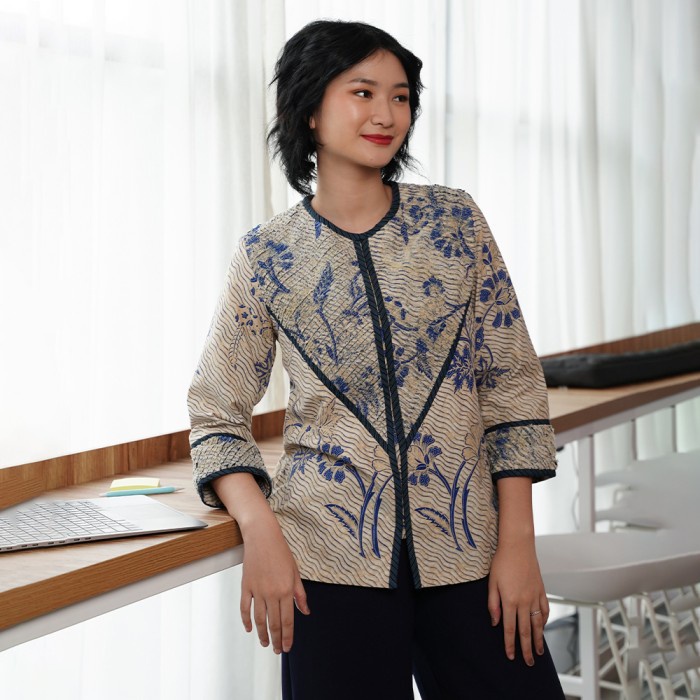 Jual NONA RARA Elvira Indigo Rmb T1533 Baju Batik Kasual Modern