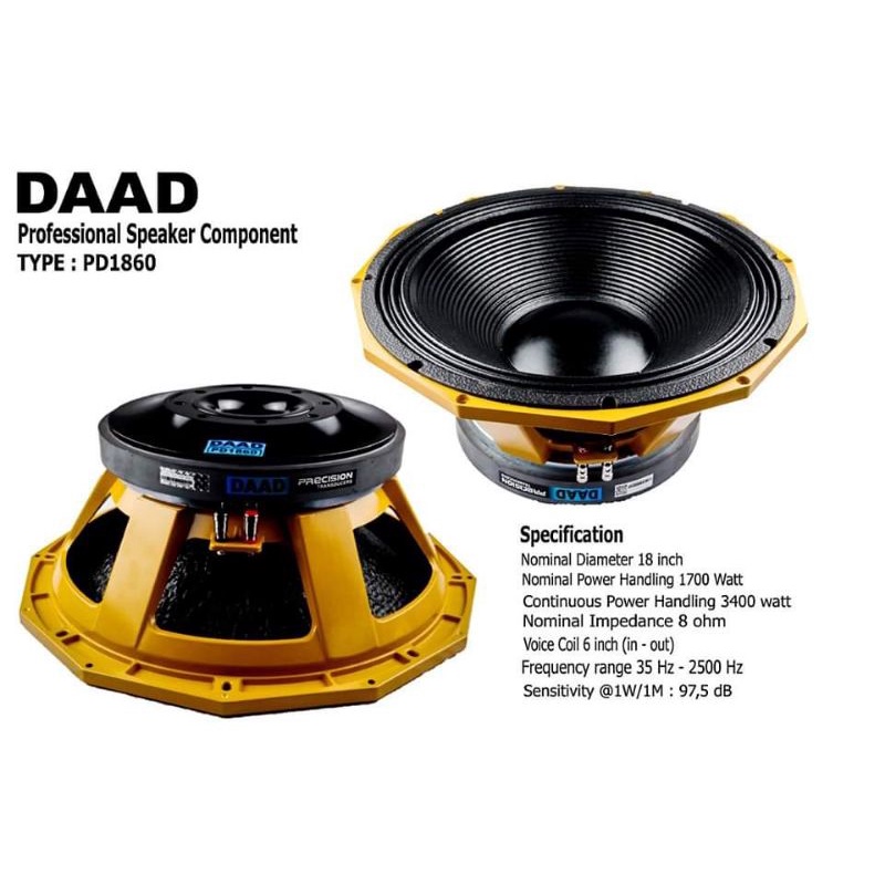 Jual Komponen Speaker Daad PD1860 PD1860 Original For Subwoofer ...