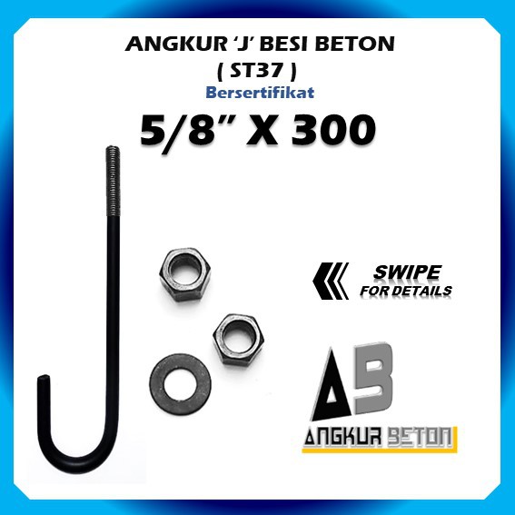 Jual ANGKUR 'J' BESI BETON 5/8X30cm - 16mmX300mm PLUS 2 MUR 1 RING PLAT ...