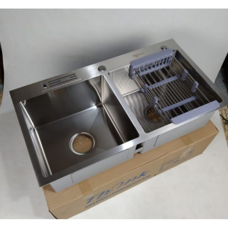 Jual Kitchen sink stainless THSINK 8245 / Kitchen sink dua lobang 8245  stainless | Shopee Indonesia