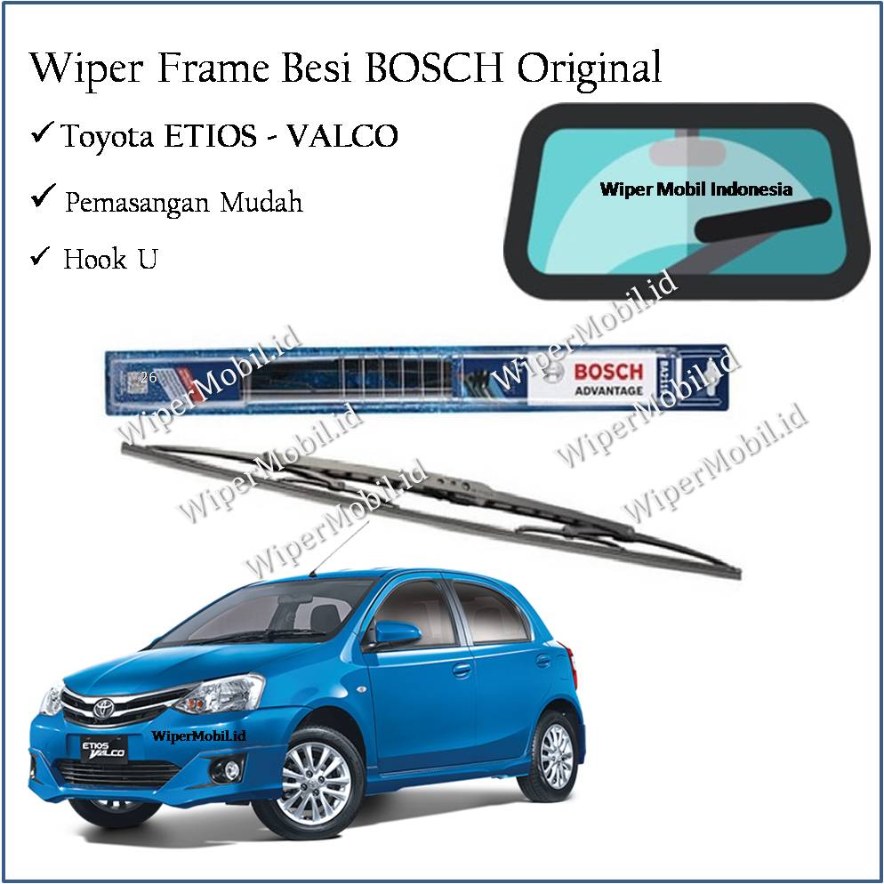 Jual Wiper Frame Besi Bosch Toyota ETIOS Valco 2013 2014 2015 2016 2017