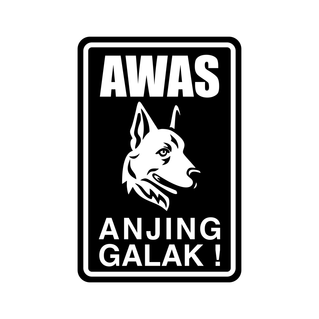 Jual RAMBU AWAS ANJING GALAK ( HITAM ) 20CM X 30CM PLAT ALUMUNIUM 1.2mm