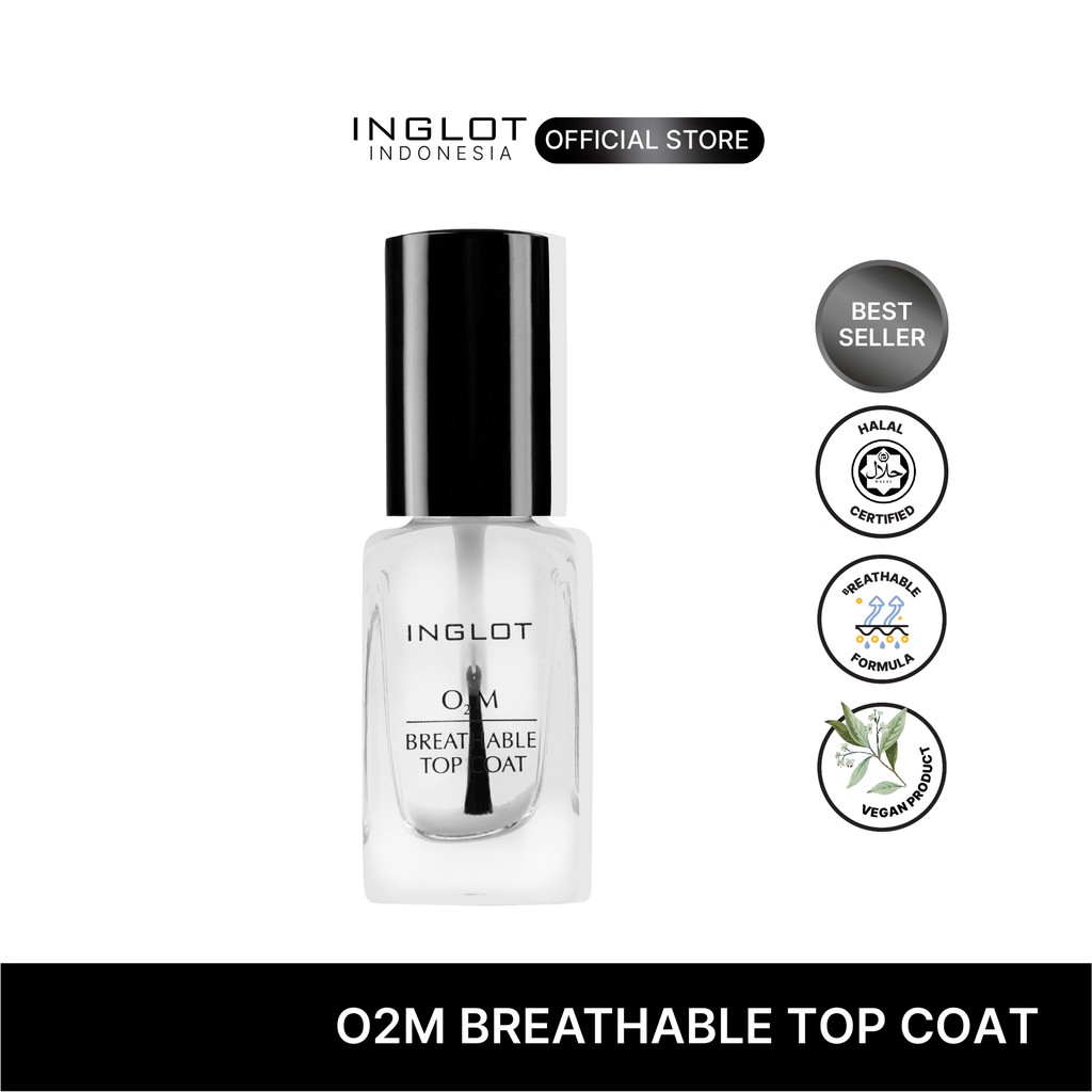 Jual INGLOT O2M Breathable Top Coat Kutek/Nail Polish Halal Bening