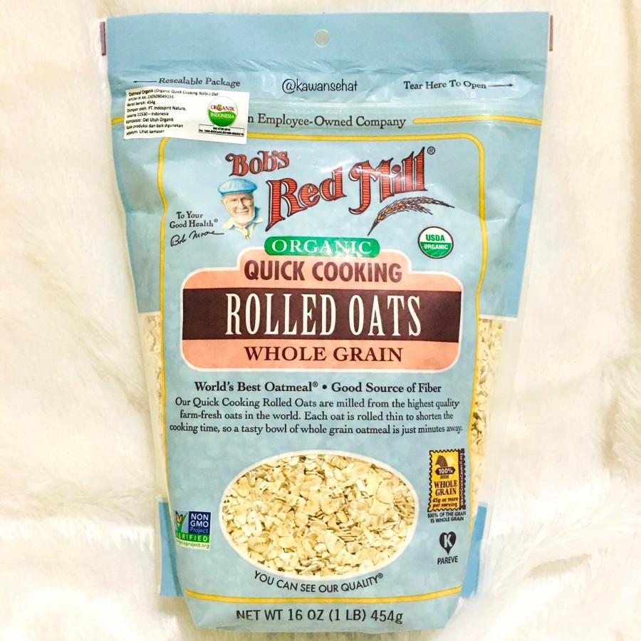 Jual Bob's Red Mill Organic Quick Cooking Rolled Oats Whole Grain 454g ...