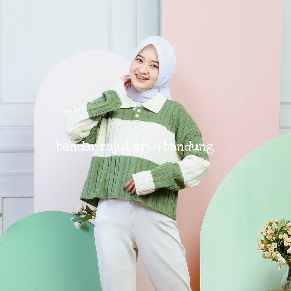 Jual CROP TOP SWEATER RAJUT FUJI CABLE/BRANDED 7 GATE | Shopee Indonesia