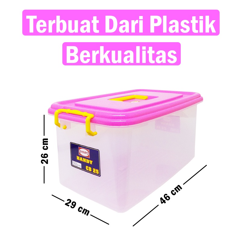 Jual SHINPO Handy Container Box Organizer Storage with Lock Klip 25 L ...