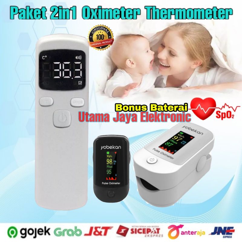 Jual Paket 2in1 Thermometer Gun Fingertip Oximeter Pulse Sp02 Shopee