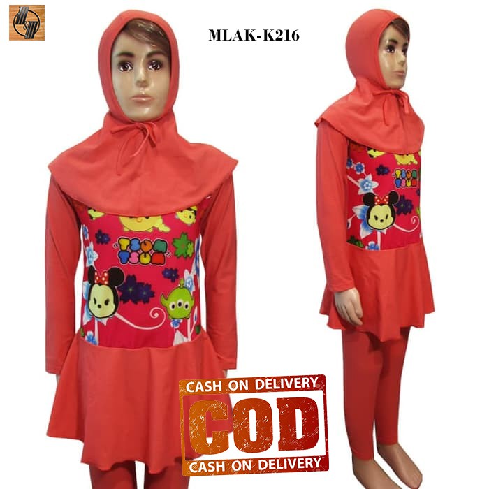 Jual Baju Renang Muslim Anak Usia 26 Tahun Karakter TsumTsum (MLAK