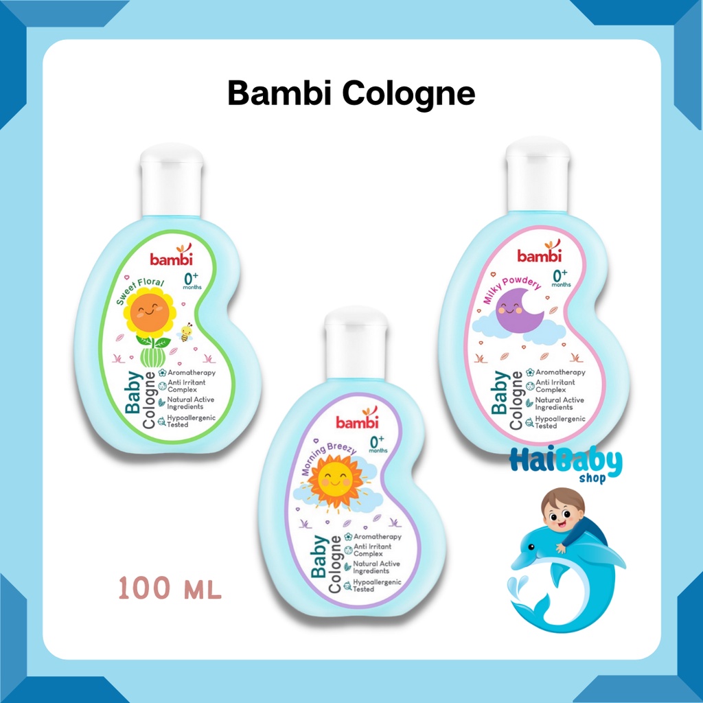 Jual Bambi Baby Cologne 100ml/Sweet Flo/Morning Breezy/Milky Powdery ...