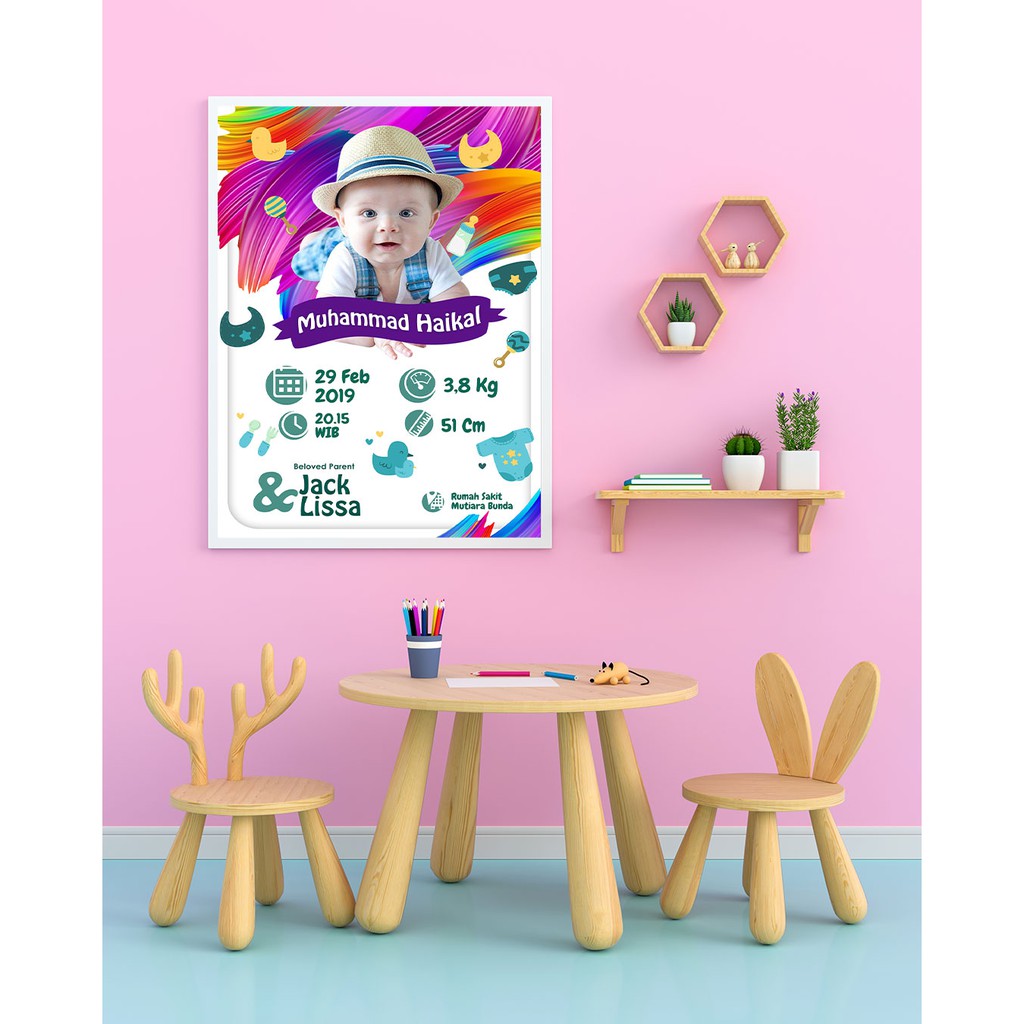 Jual Baby bio atau custom frame custom foto bayi biodata anak ukuran a4 ...