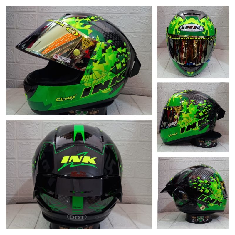 Jual HELM INK CL MAX MOTIF#5 BLACK WHITE YELLOW FLUO PAKET GANTENG ...