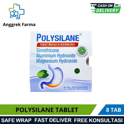 Jual POLYSILANE STRIP 8 TABLET/ TABLET KUNYAH/MENGOBATI KELEBIHAN ASAM ...