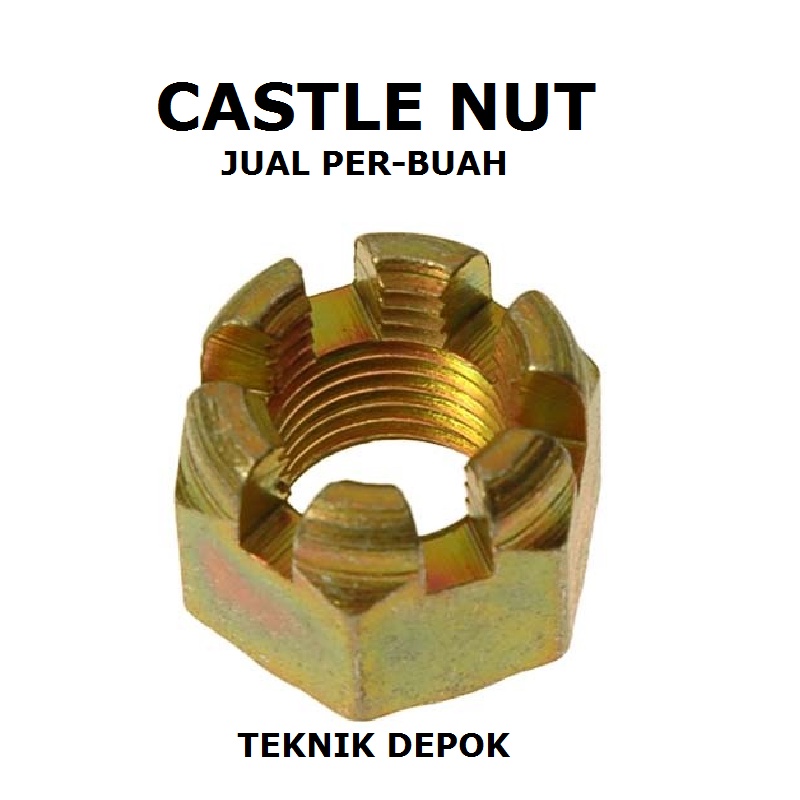 Jual Perbuah Mur Kembang M Slotted Hex Nut Pengunci Pengencang Baut