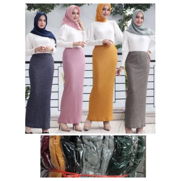 Jual ROK SPAN RAJUT KAOS TERBARU | RAJUT POLOS DAN KANCING | Shopee ...