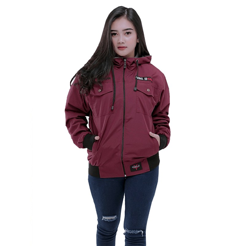 Jual Jaket Parasut Wanita Semi Parka Saku Aktif Rebel Id Jaket Cewek Anti Angin Wp Jaket 0943