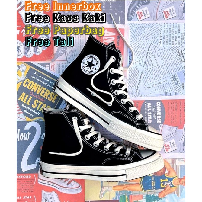 SEPATU CONVERSE 70S BLACK WHITE HIGH AND LOW PREMIUM BANYAK BONUS BAYAR DI TEMPAT