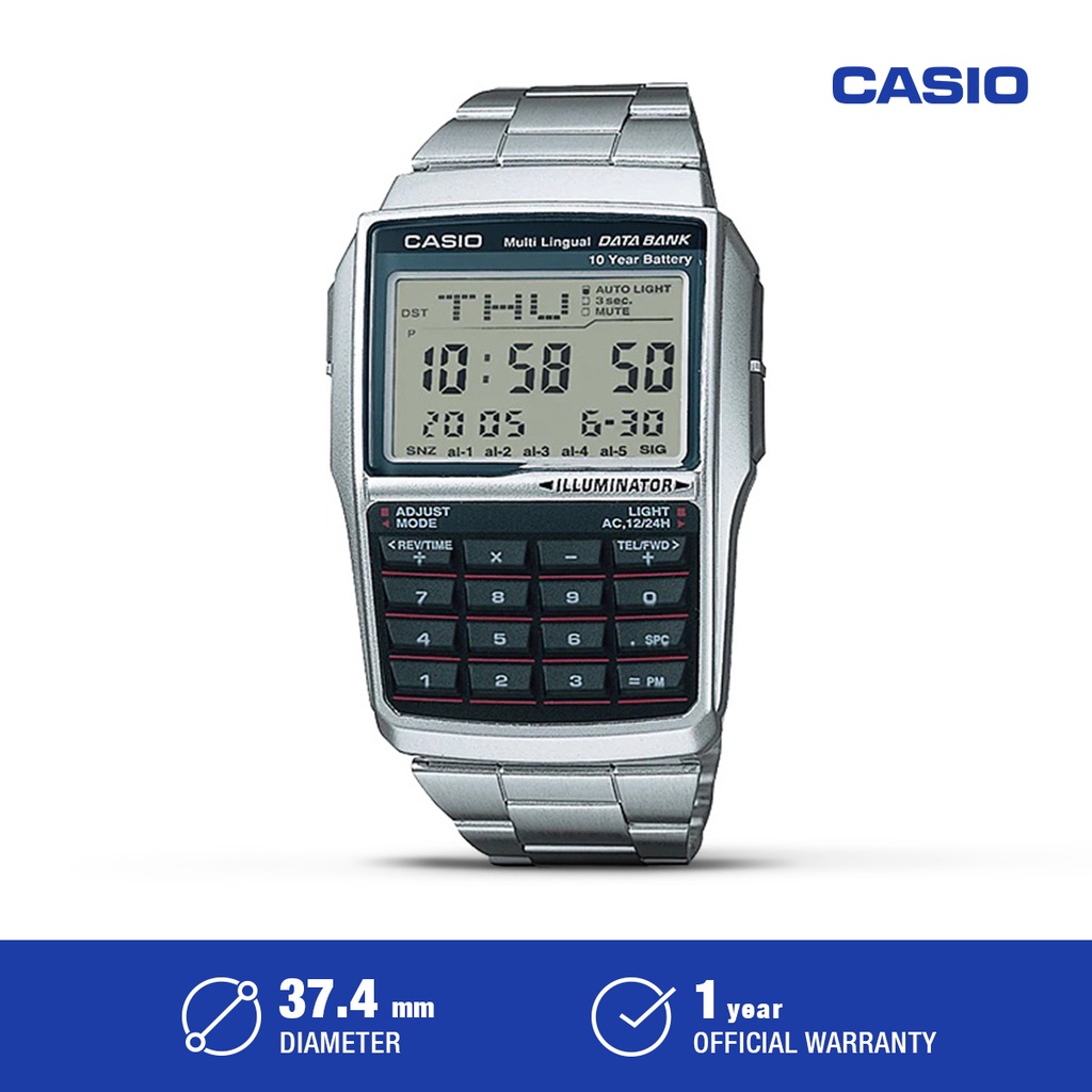 Jual Jam Tangan Casio Calculator Digital Dial Stainless Steel Strap DBC