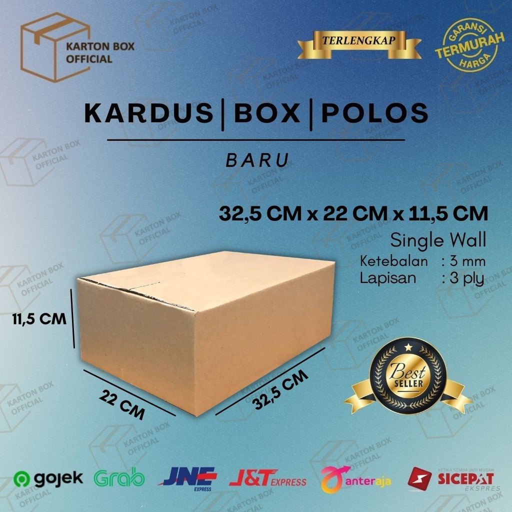 Jual Kardus Karton Box 32,5x22x11,5 CM Kotak Dus Packing Polos | Shopee ...