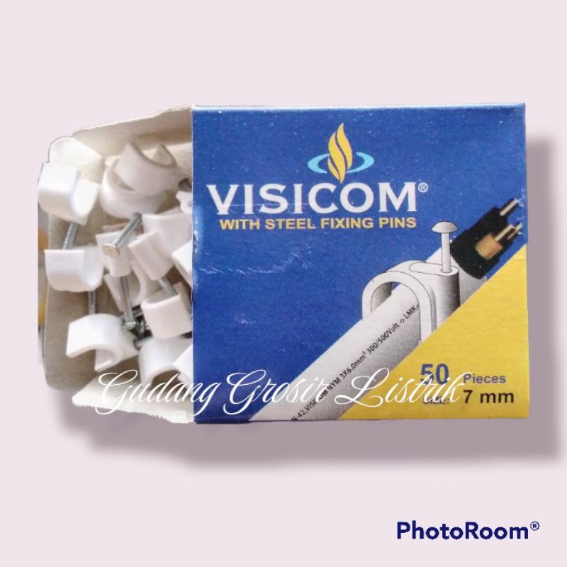 Jual KLEM KABEL PAKU BETON ASLI 7 MM VISICOM 50 PCS ROUND CABLE CLIP ...